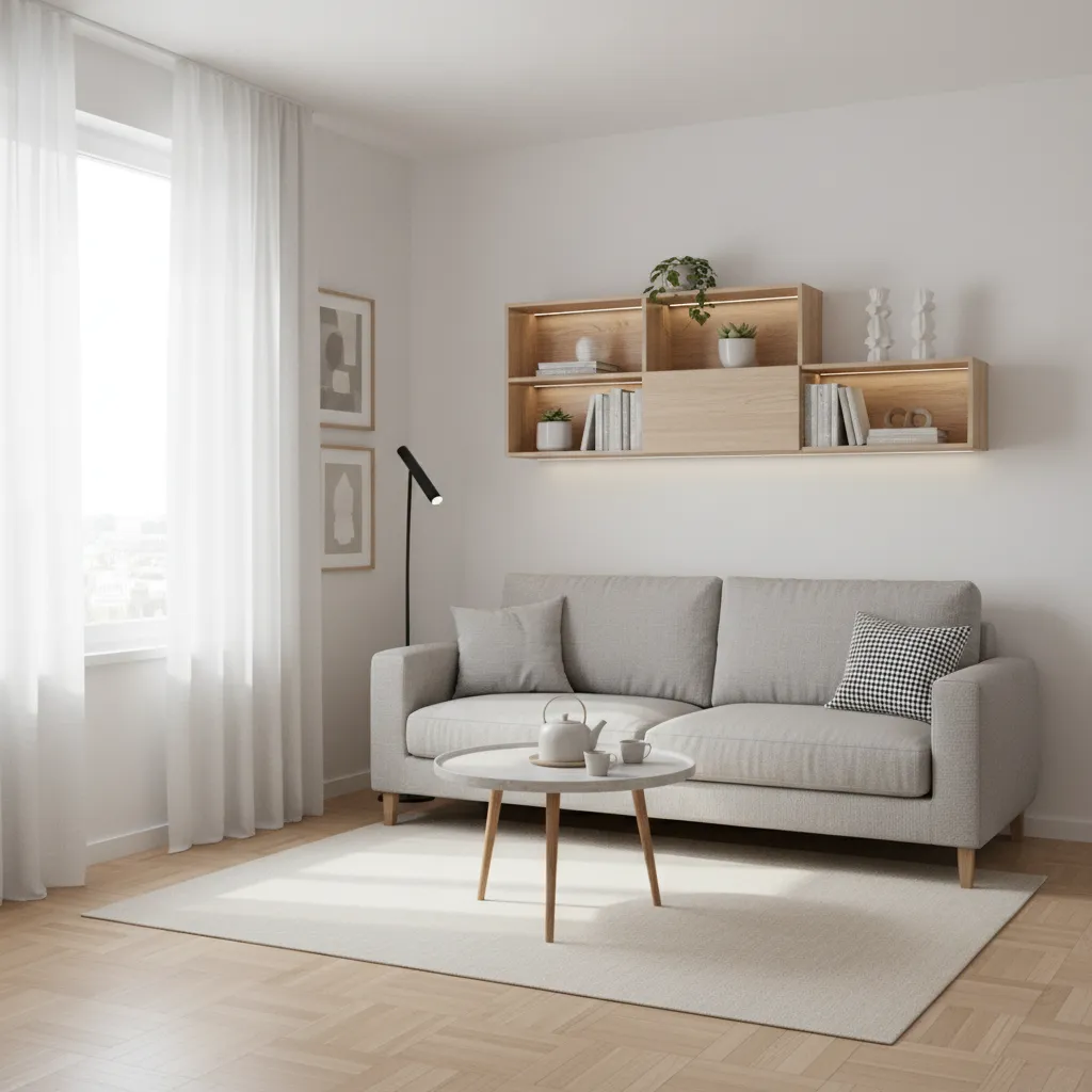 small apartment room layout optimized with compact furniture