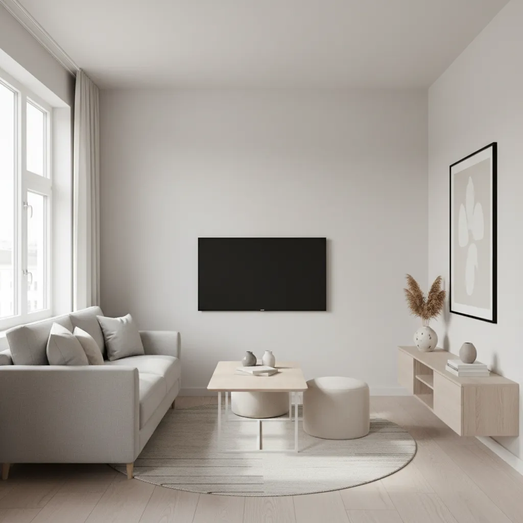 small apartment living room optimized furniture layout