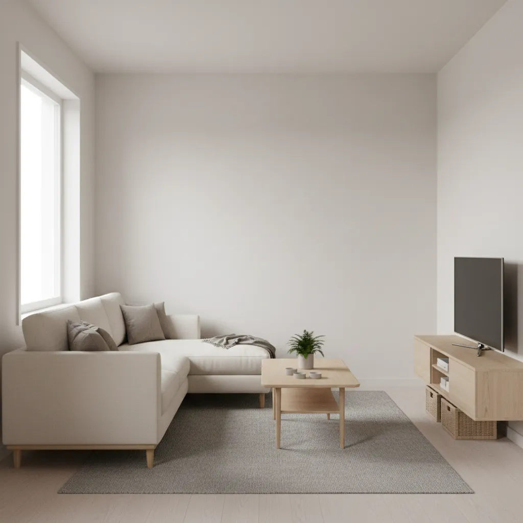 Small living room layout optimization with correct furniture spacing