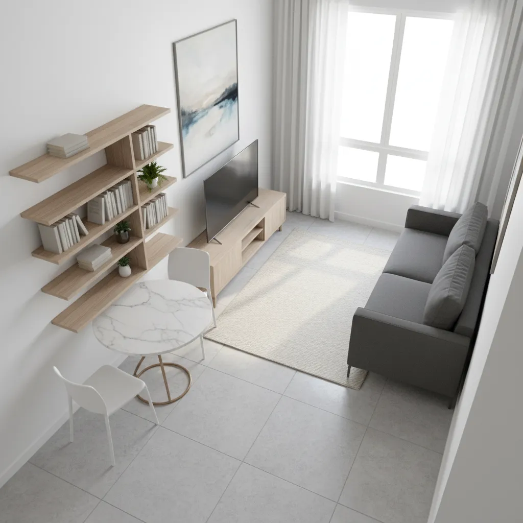 small apartment room layout optimized with interior design software