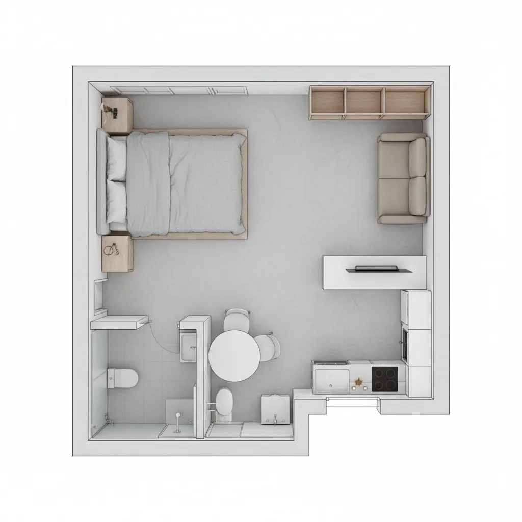 small apartment layout optimized using an online floor plan creator