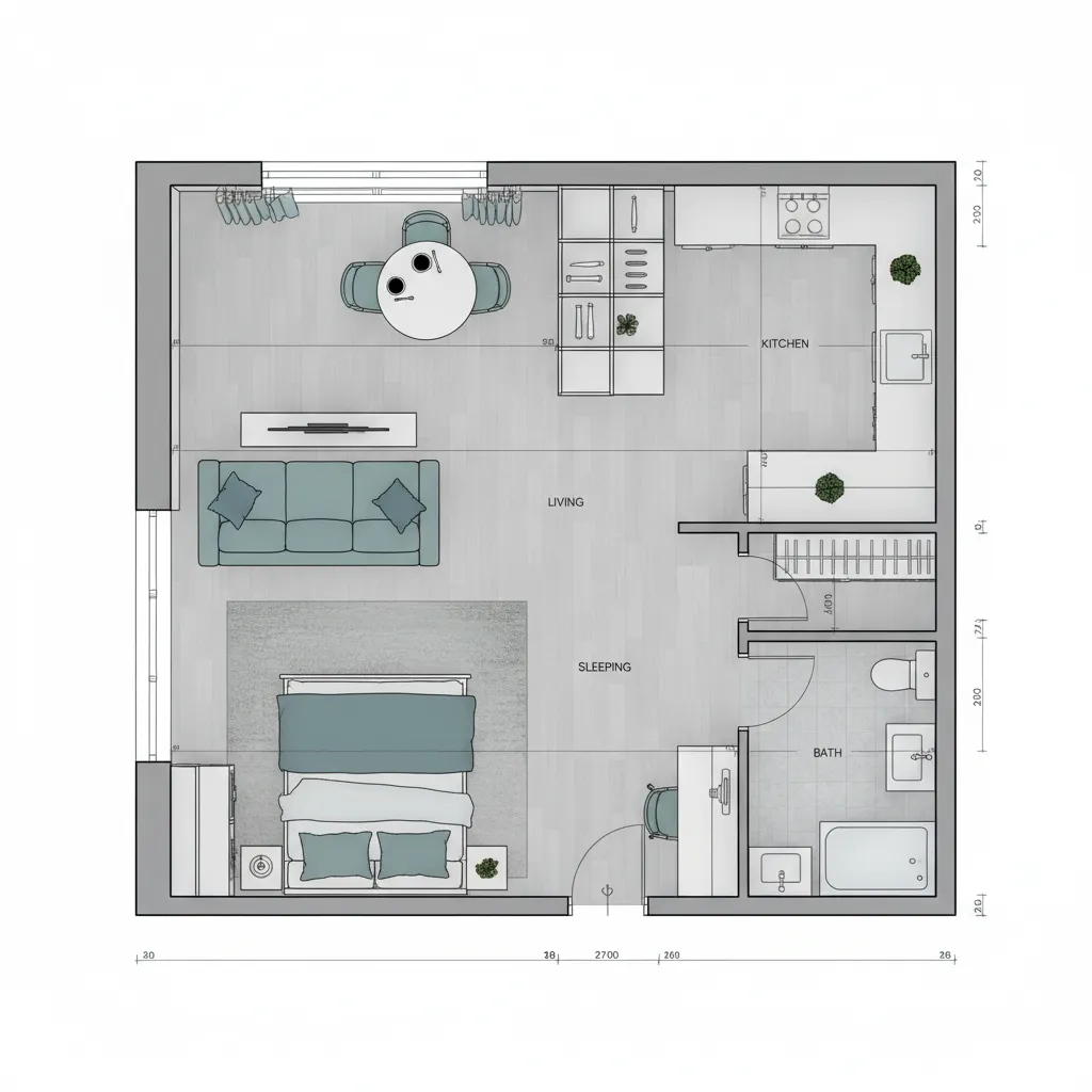 small apartment layout optimized using digital room planner