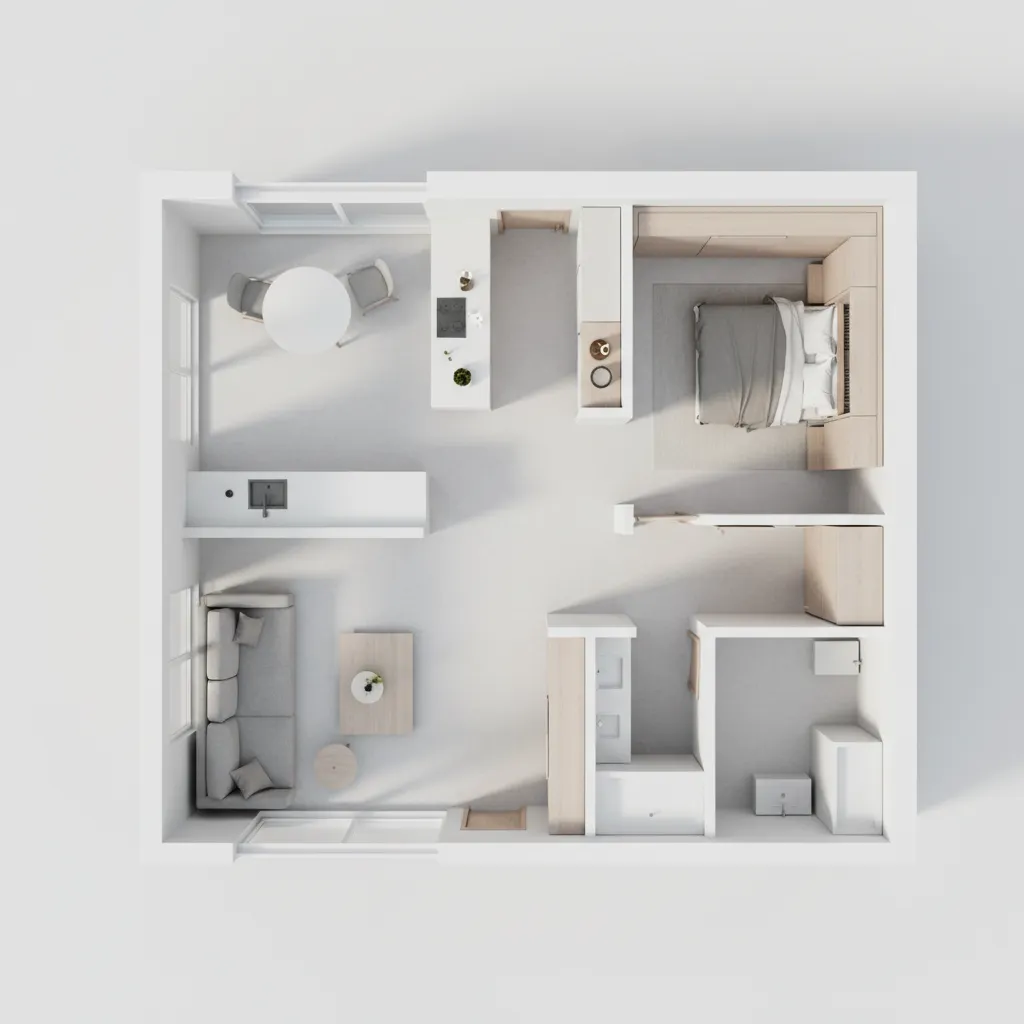 Small apartment layout designed using beginner home design software