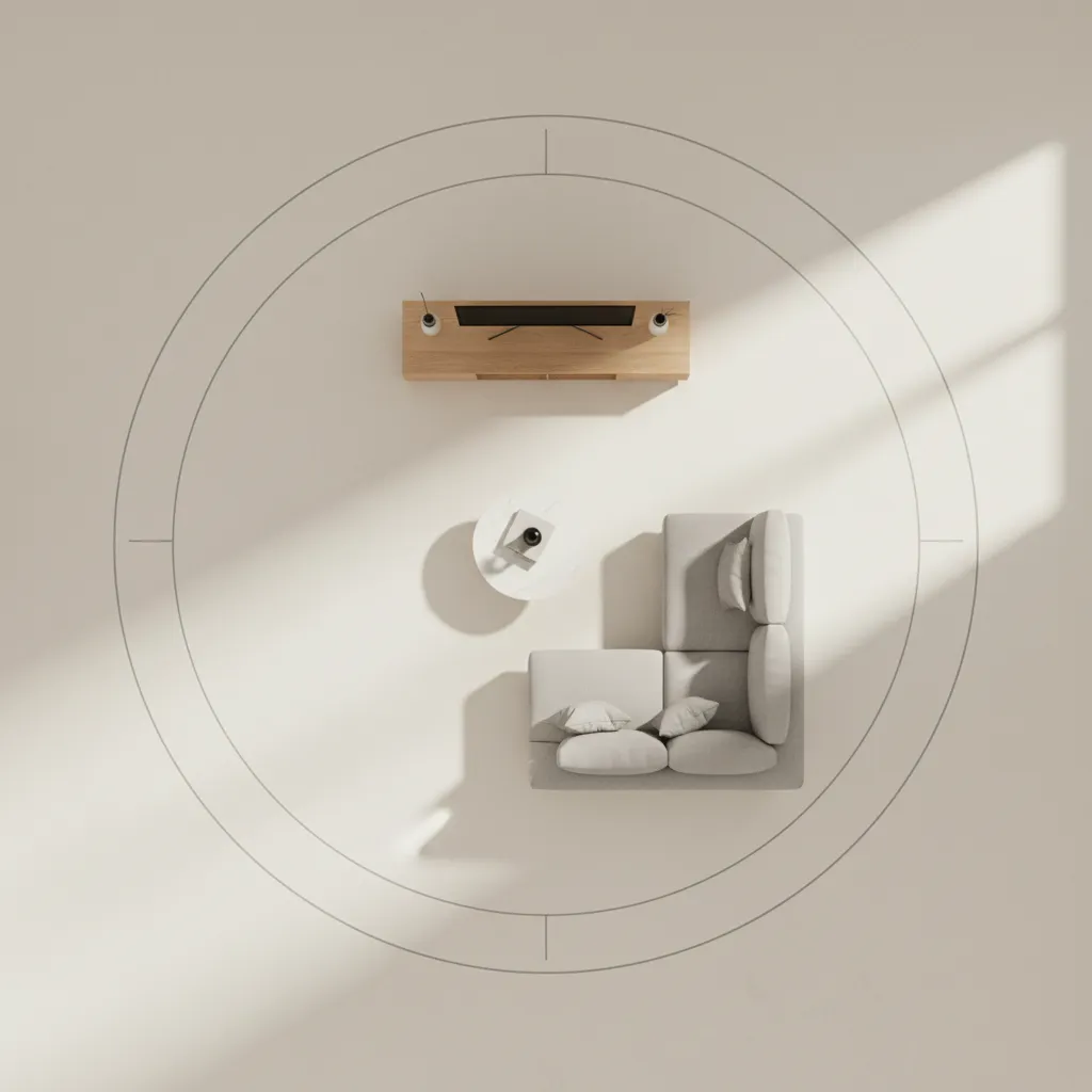 small living room furniture layout diagram showing walking paths and zones