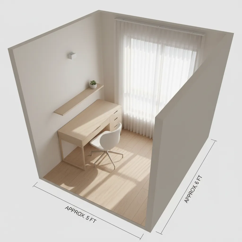 Small rectangular room diagram showing measurements used to calculate 30 square feet