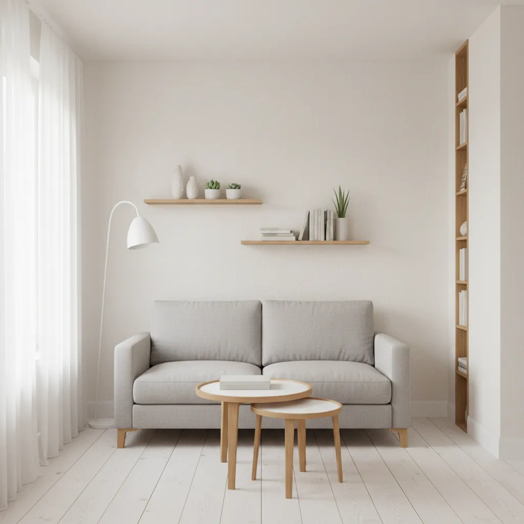 small living room with compact furniture layout and multifunctional pieces