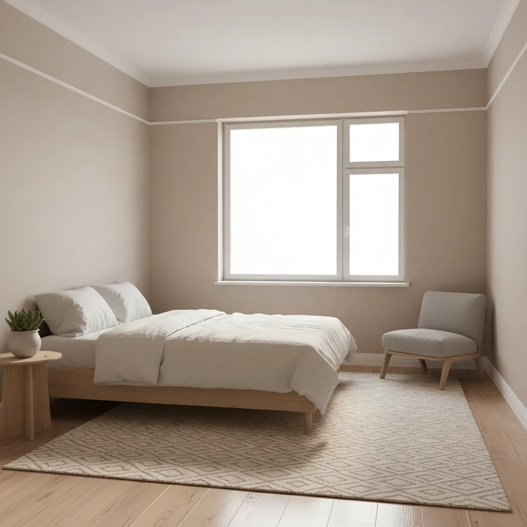 Small bedroom with subtle tonal border color between wall and ceiling