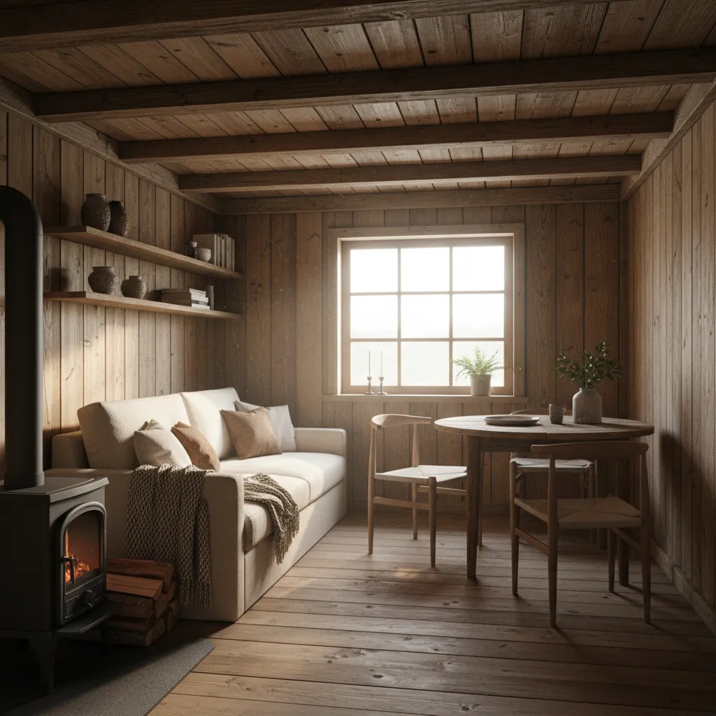 Diseño de interiores para cabañas rústicas muy pequeñas