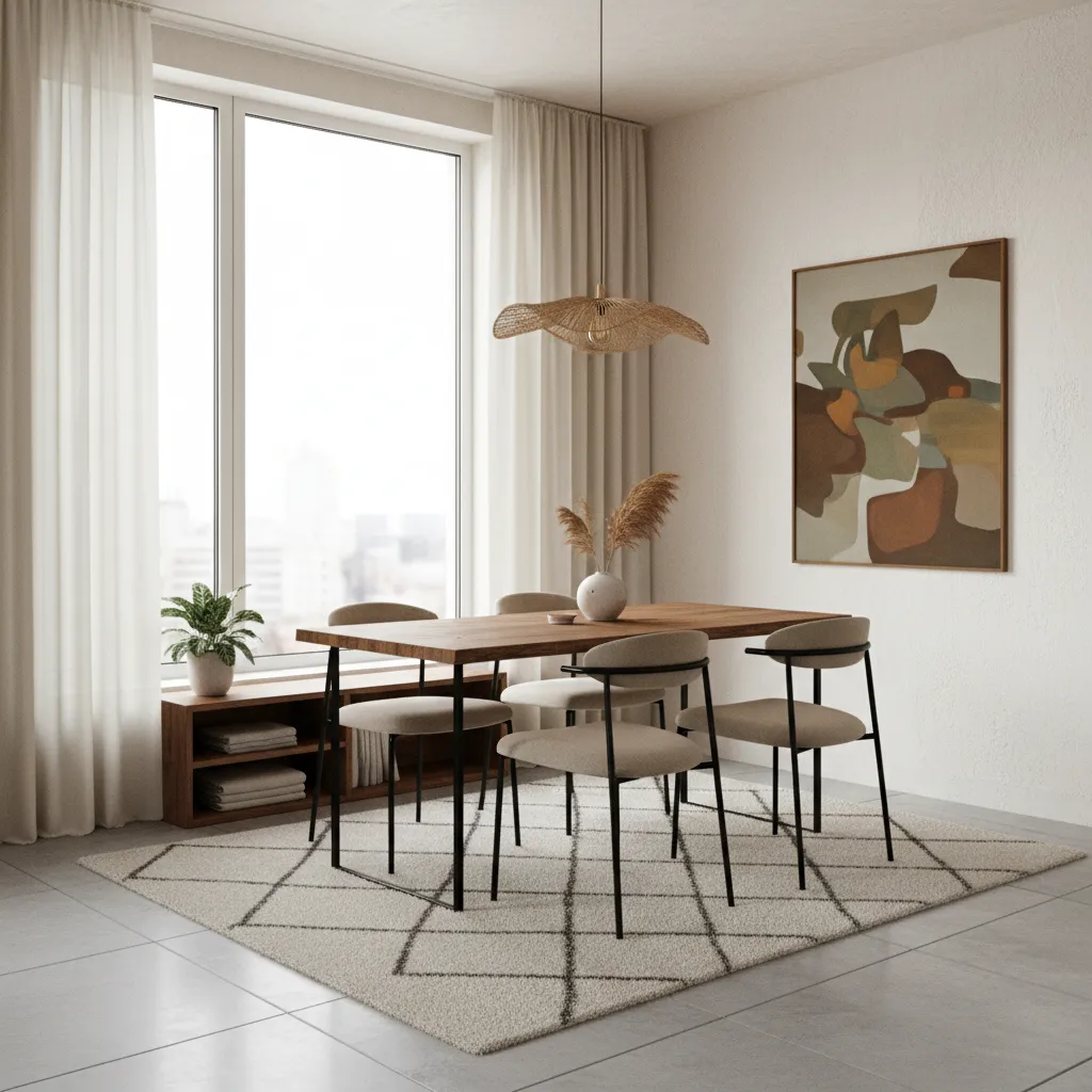Apartamento pequeño con elementos rústicos modernos