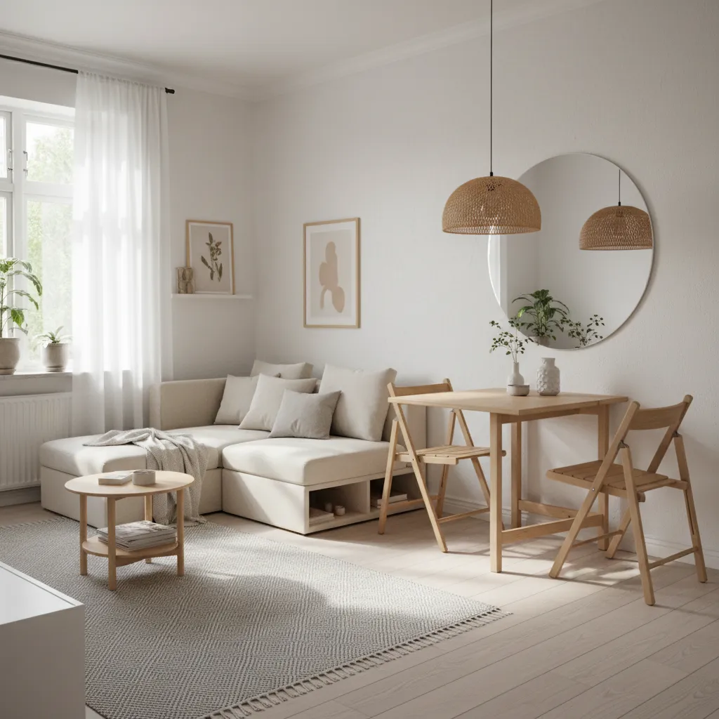 Pequeño apartamento con diseño escandinavo luminoso y funcional