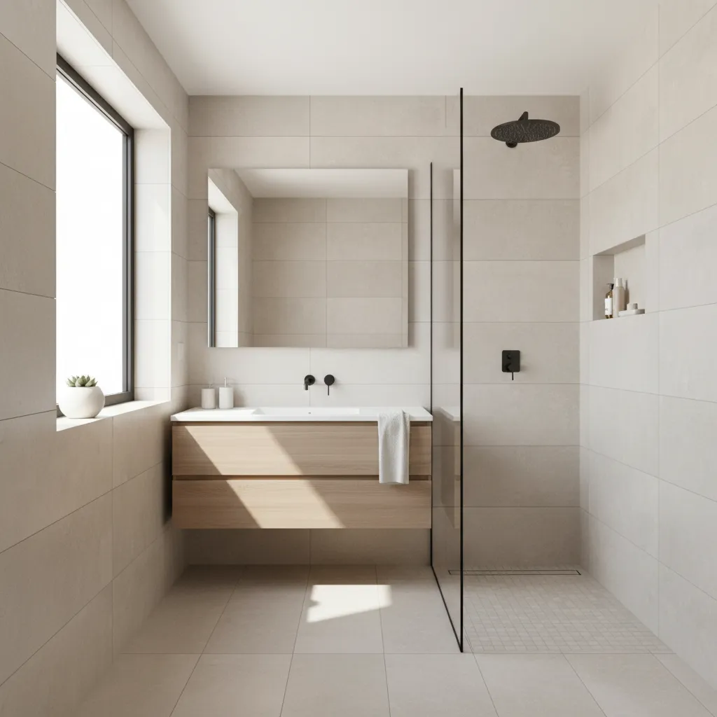 Baño pequeño con diseño sencillo y distribución eficiente