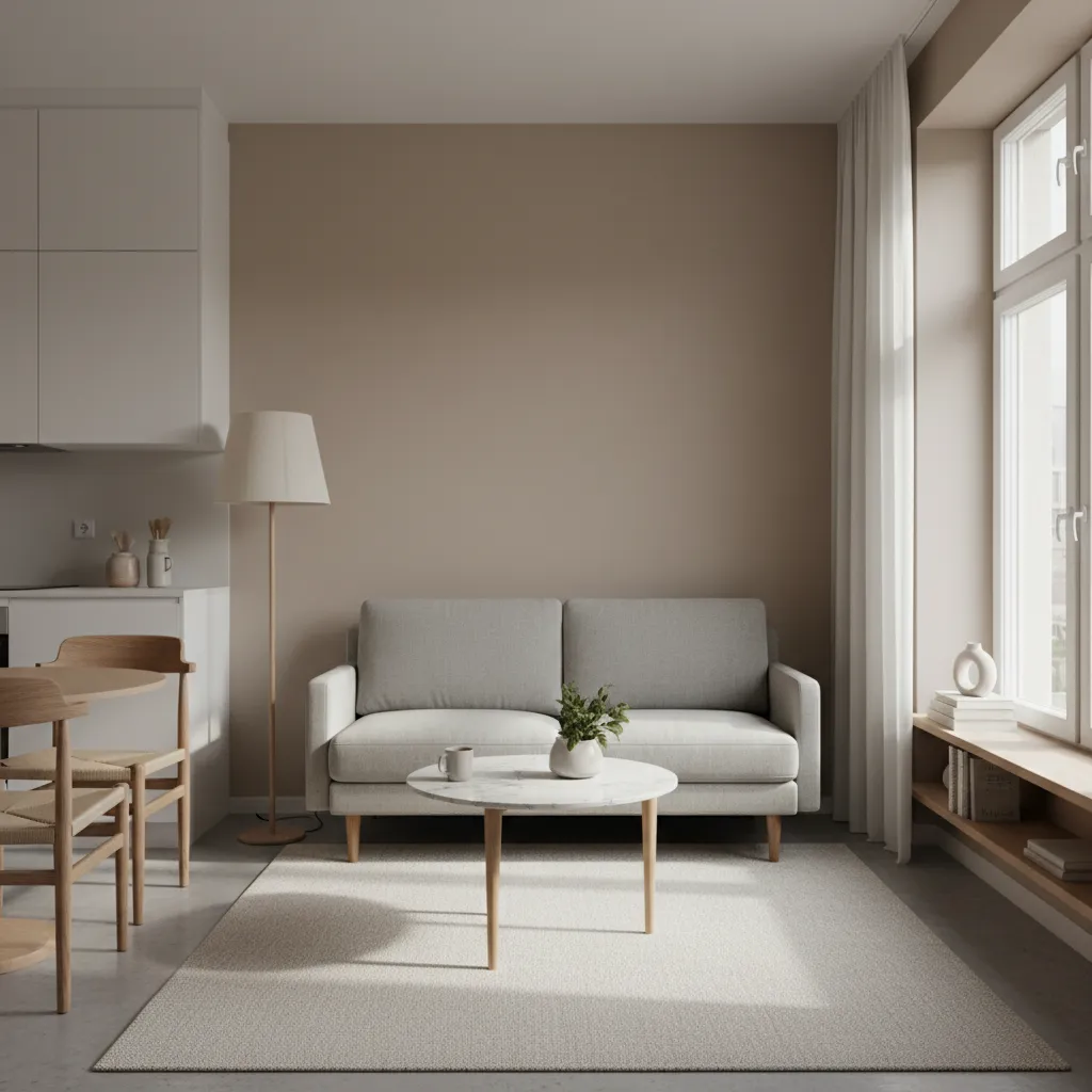 apartamento pequeño con distribución equilibrada y minimalista
