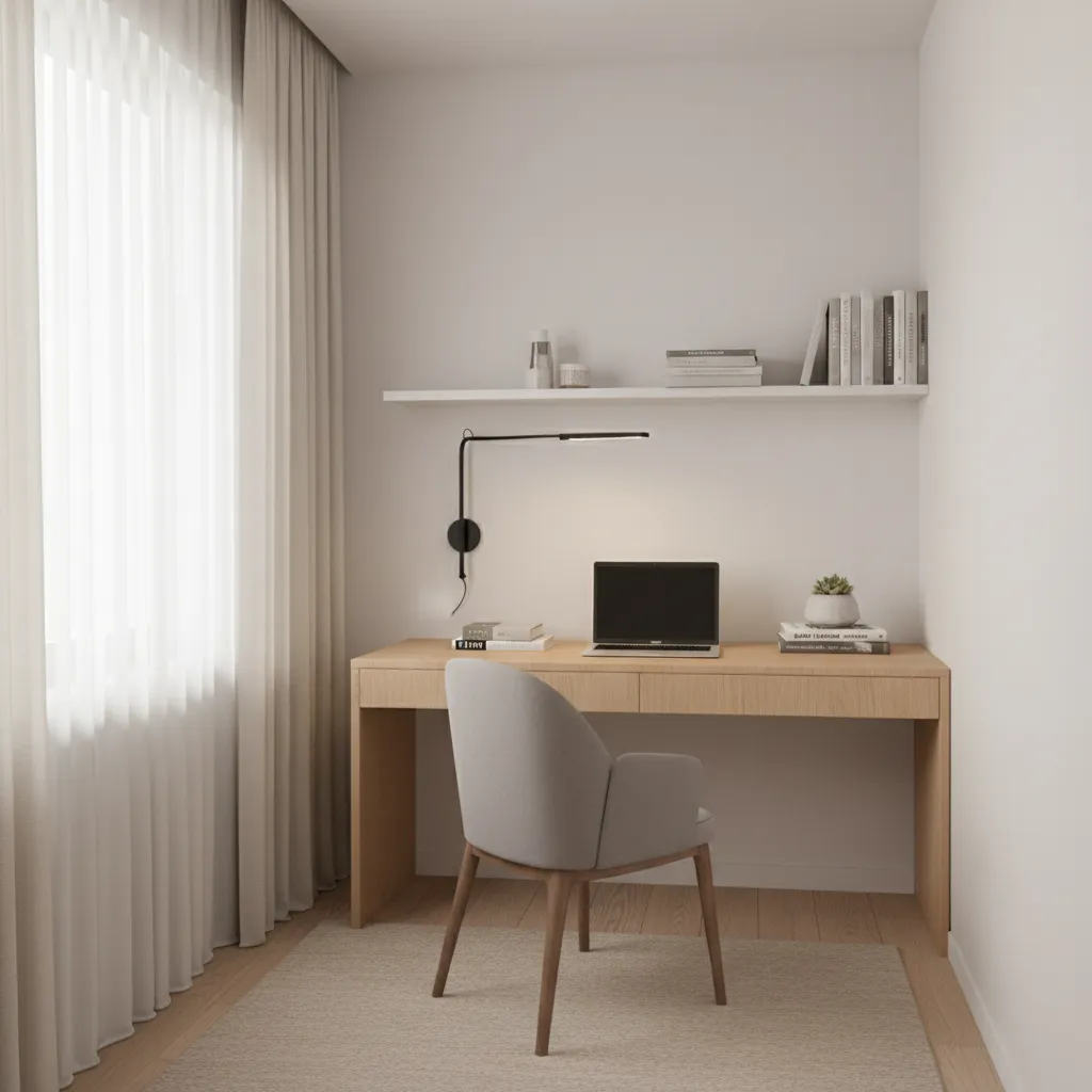 Small study room with wall mounted LED lighting