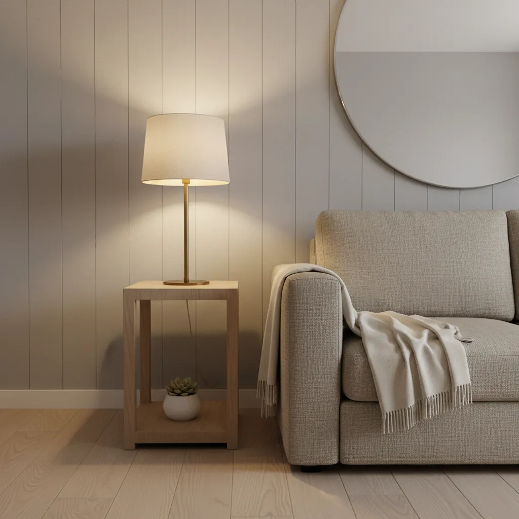 example of a correctly sized lamp on a narrow side table