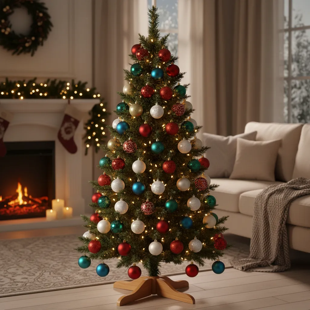 Balanced ornament placement on a small 3ft Christmas tree