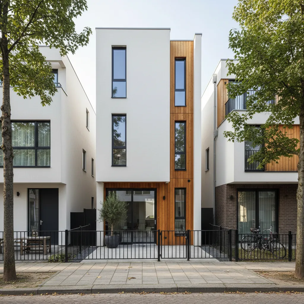 Pequeña casa moderna de dos pisos diseñada para terreno reducido