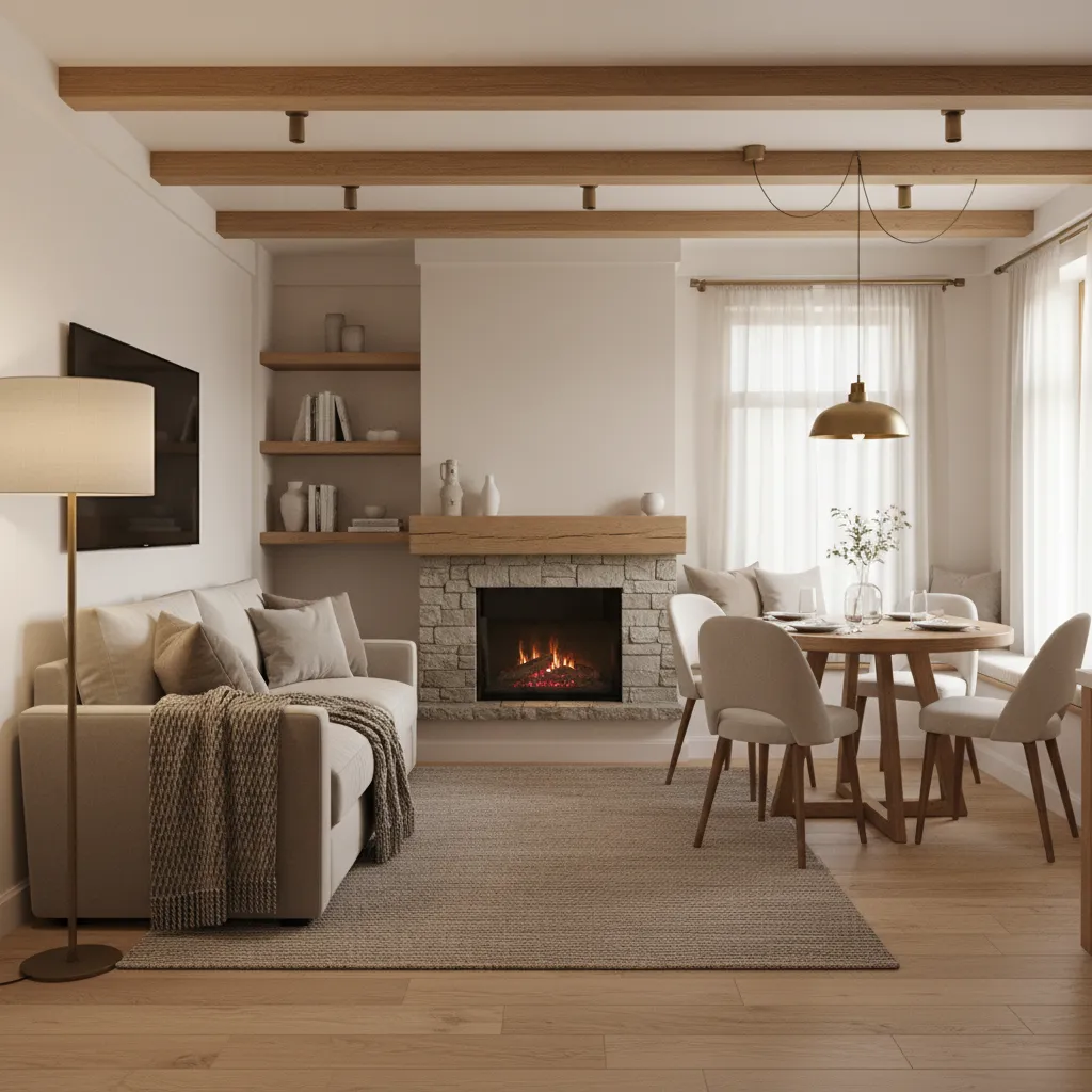 cozy vacation rental living space in a small two bedroom home