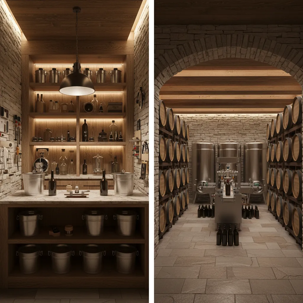 Small Wine Making Room Layout vs Large Home Winery Layout