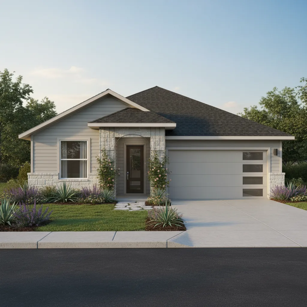 modern small Texas home exterior around 1300 to 1500 square feet