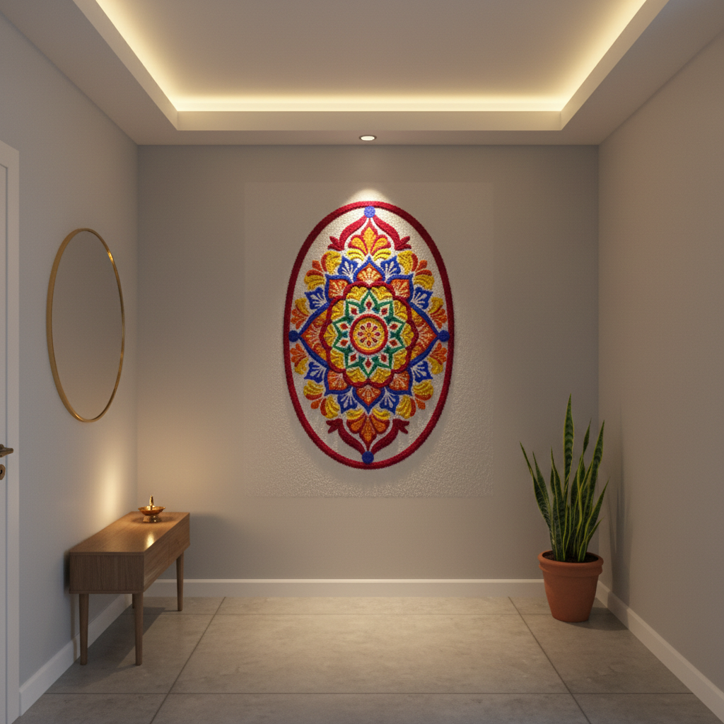 Small Wall Rangoli Design That Doesn’t Look Cramped