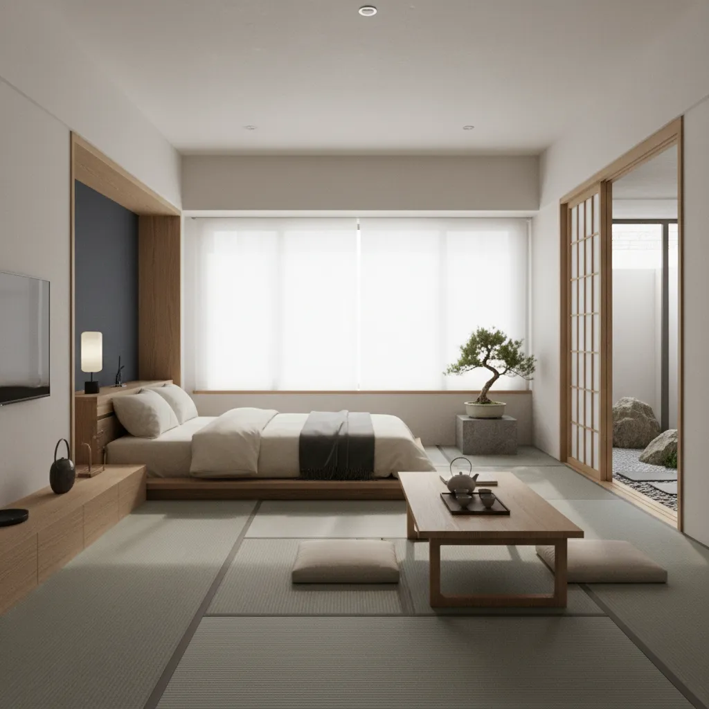 Apartamento pequeño diseñado con estilo zen y muebles bajos