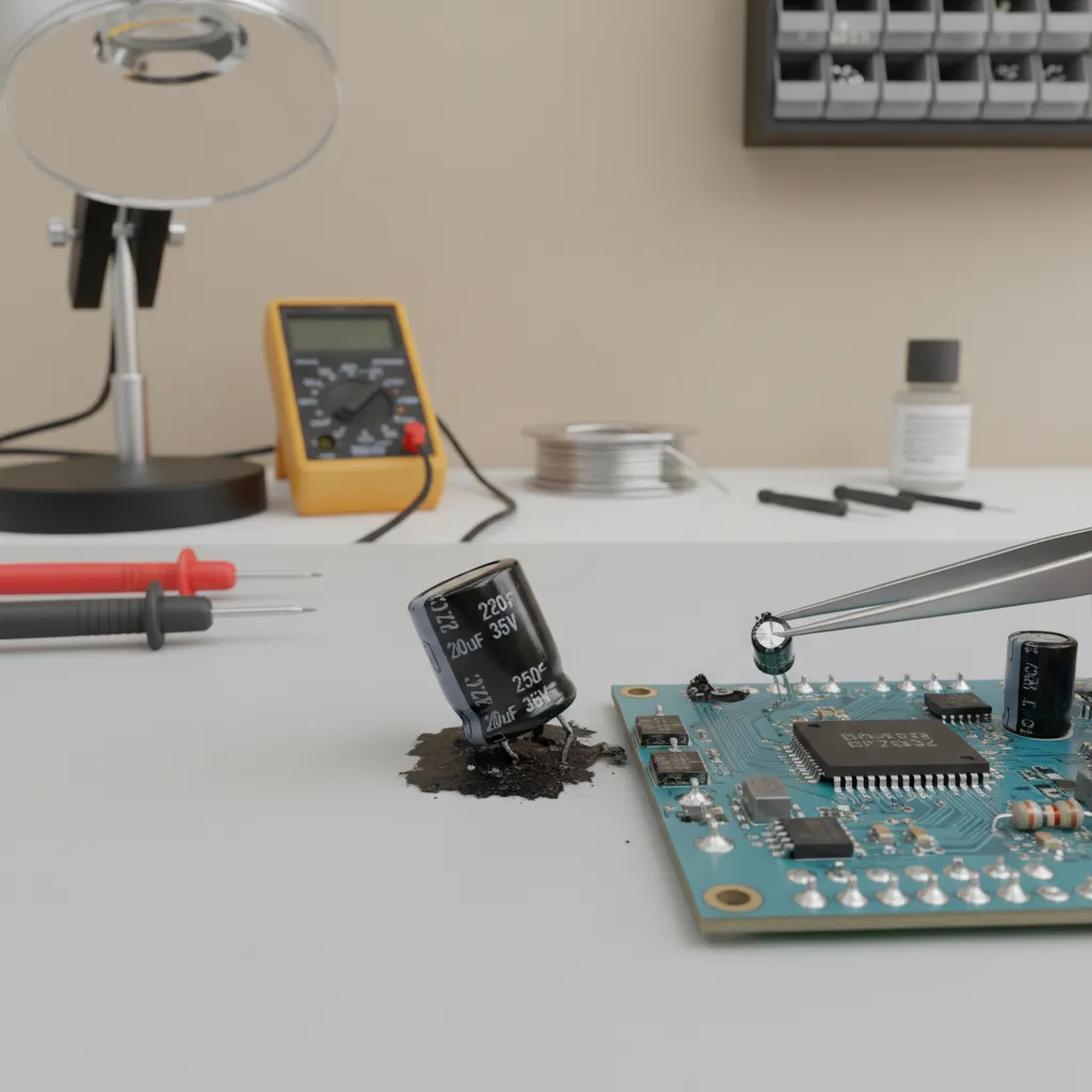 burned capacitor and damaged driver circuit from failed smart bulb