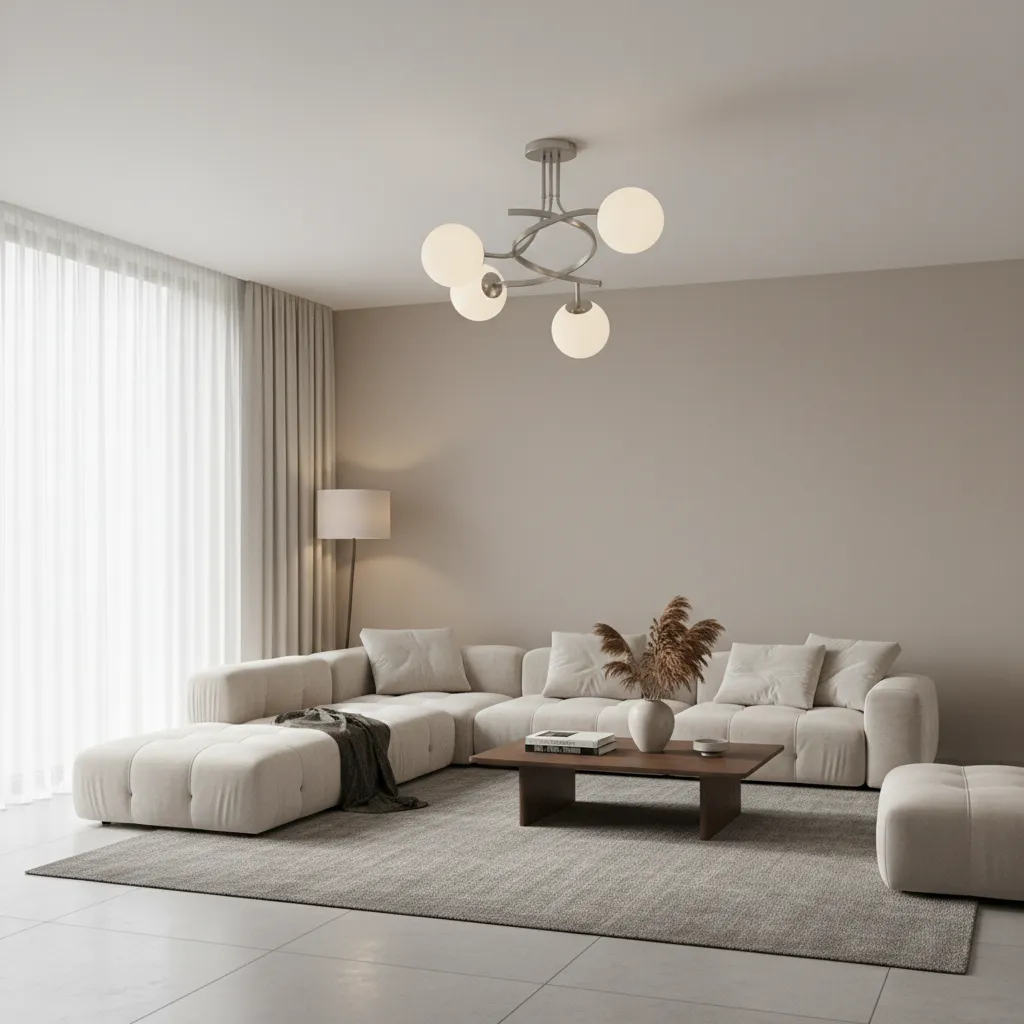 Smart LED bulb installed in a modern ceiling light fixture in a living room