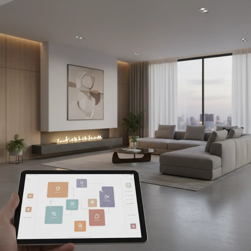 smart home lighting dashboard controlling multiple rooms