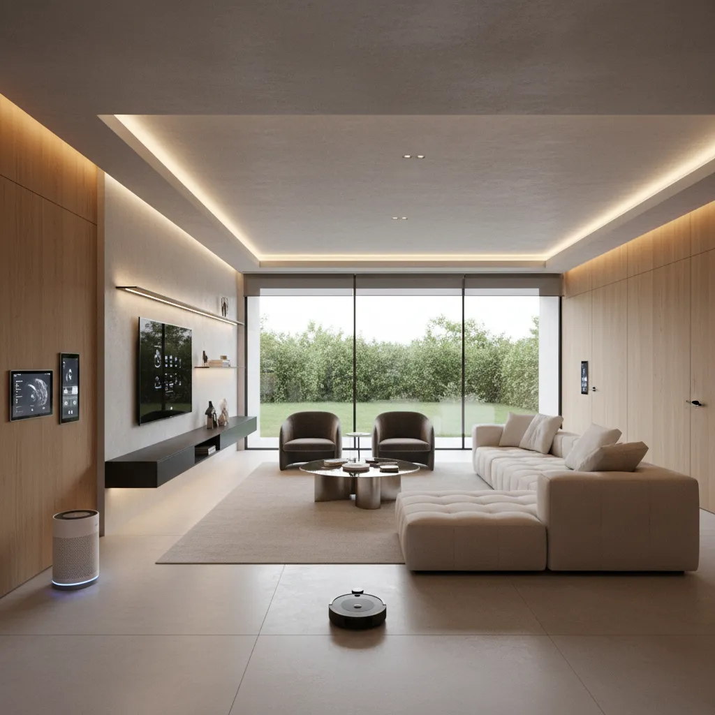Interior de casa con tecnología domótica integrada