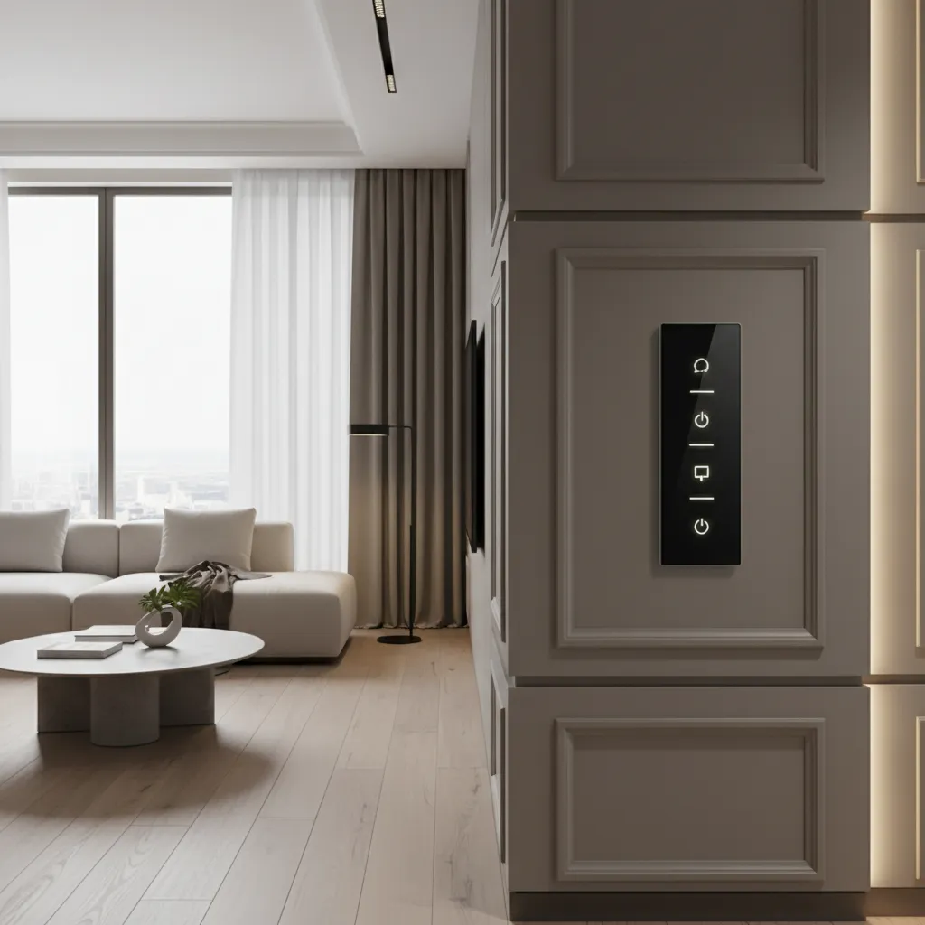 Interruptor inteligente moderno en una casa contemporánea