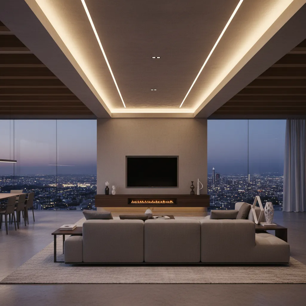 Interior moderno con iluminación inteligente