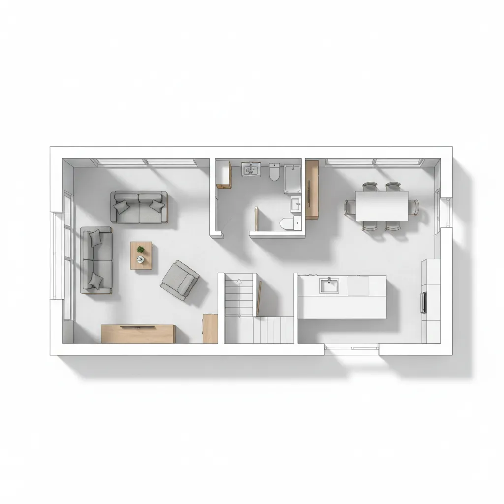Diagram style visualization of smart zoning for small house layout