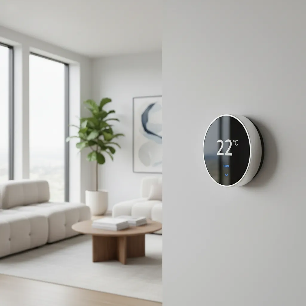 Smart thermostat controlling temperature in a small house