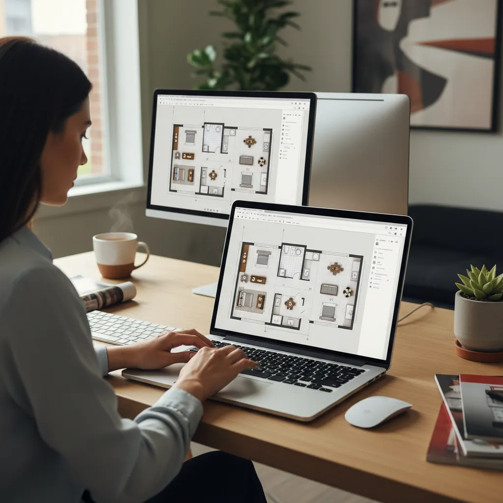 designer creating room layout using smartdraw floor planner style interface