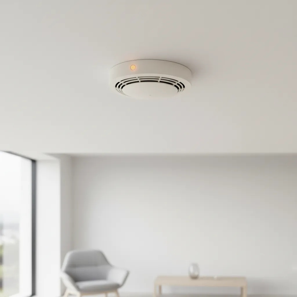 Smoke detector showing amber yellow warning indicator