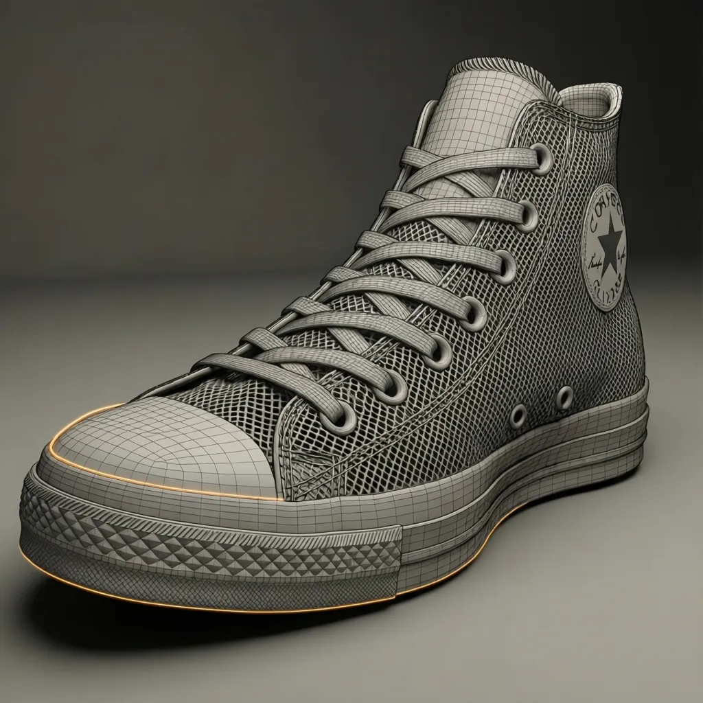 retopology workflow reducing polygon count on sneaker 3D model