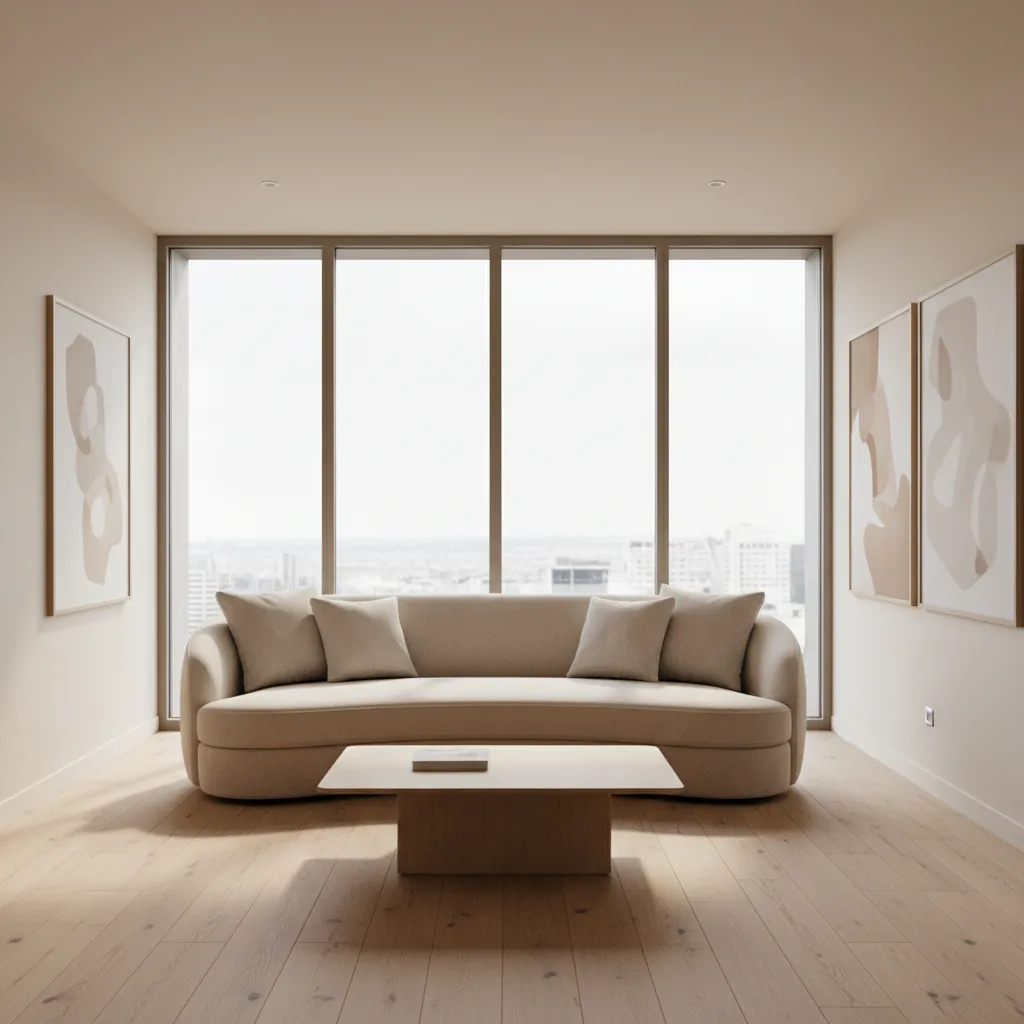 Architectural visualization living room scene featuring a realistic single sofa 3D model
