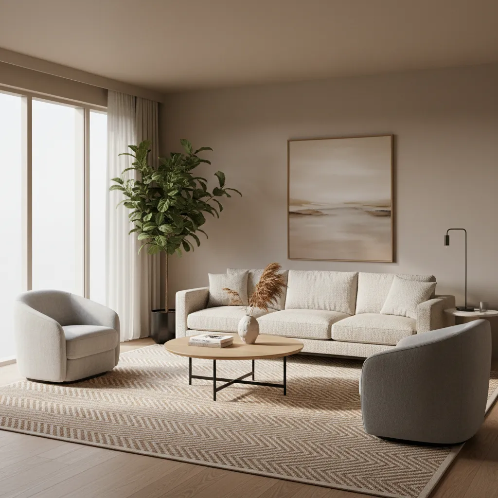 sofa with two armchairs conversation layout in large living room