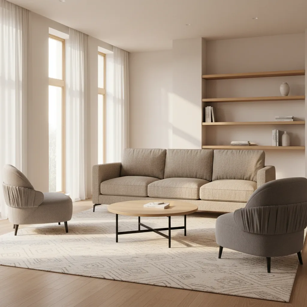 sofa and two accent chairs furniture layout for a 13x16 living room