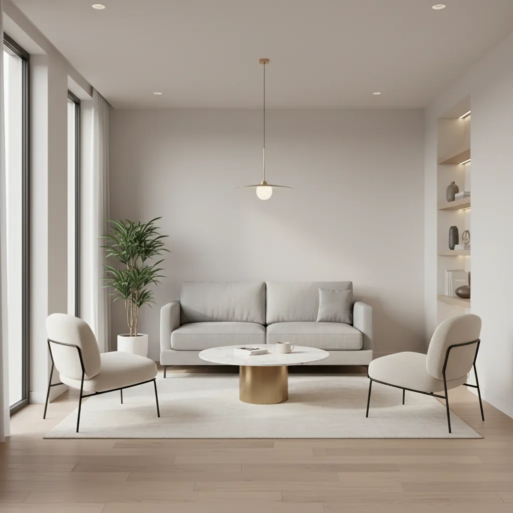 sofa with two accent chairs layout in a small living room