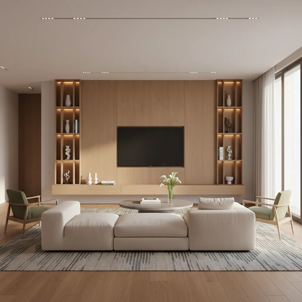 three seat sofa with two accent chairs arranged in a 14x20 living room