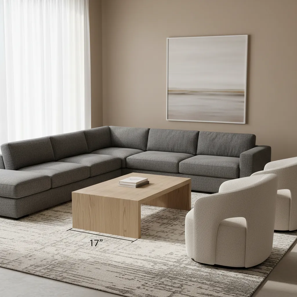 correct spacing between sofa and coffee table in living room seating arrangement