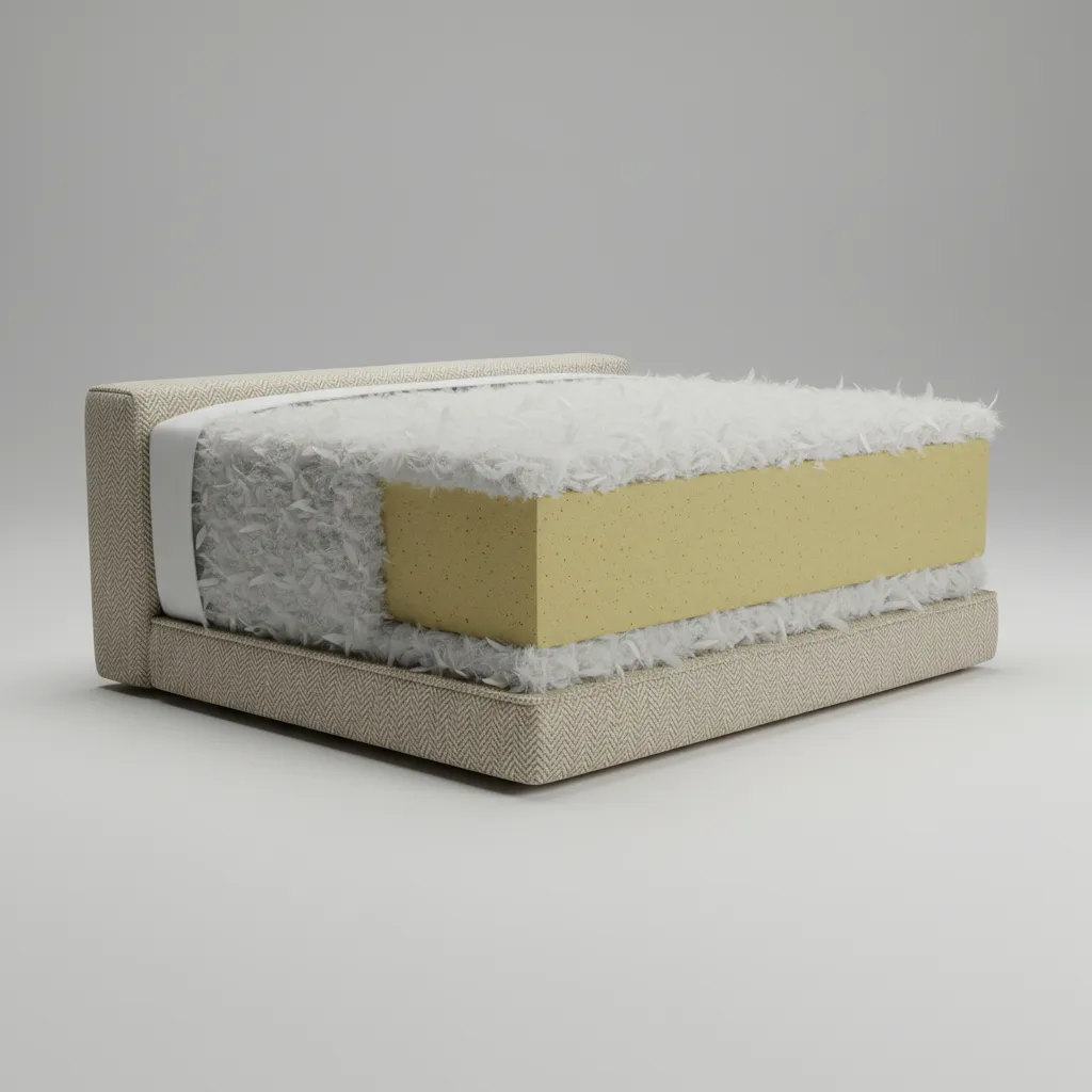 Comparison of sofa cushion constructions foam and down blend
