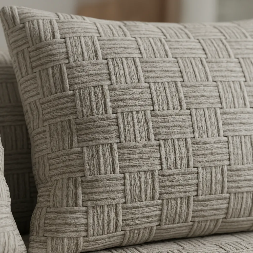 close up rendering of sofa fabric material showing realistic texture and lighting