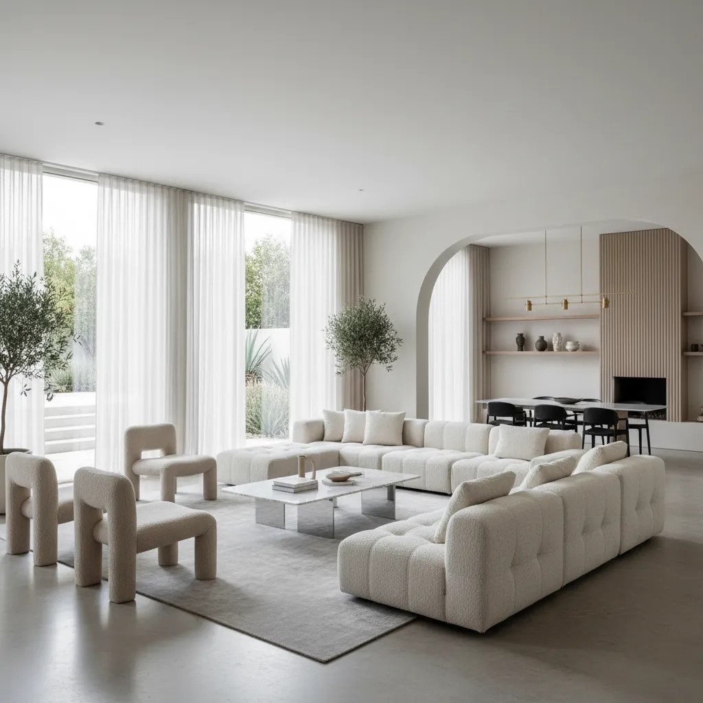 Gran sofá modular en salón contemporáneo amplio