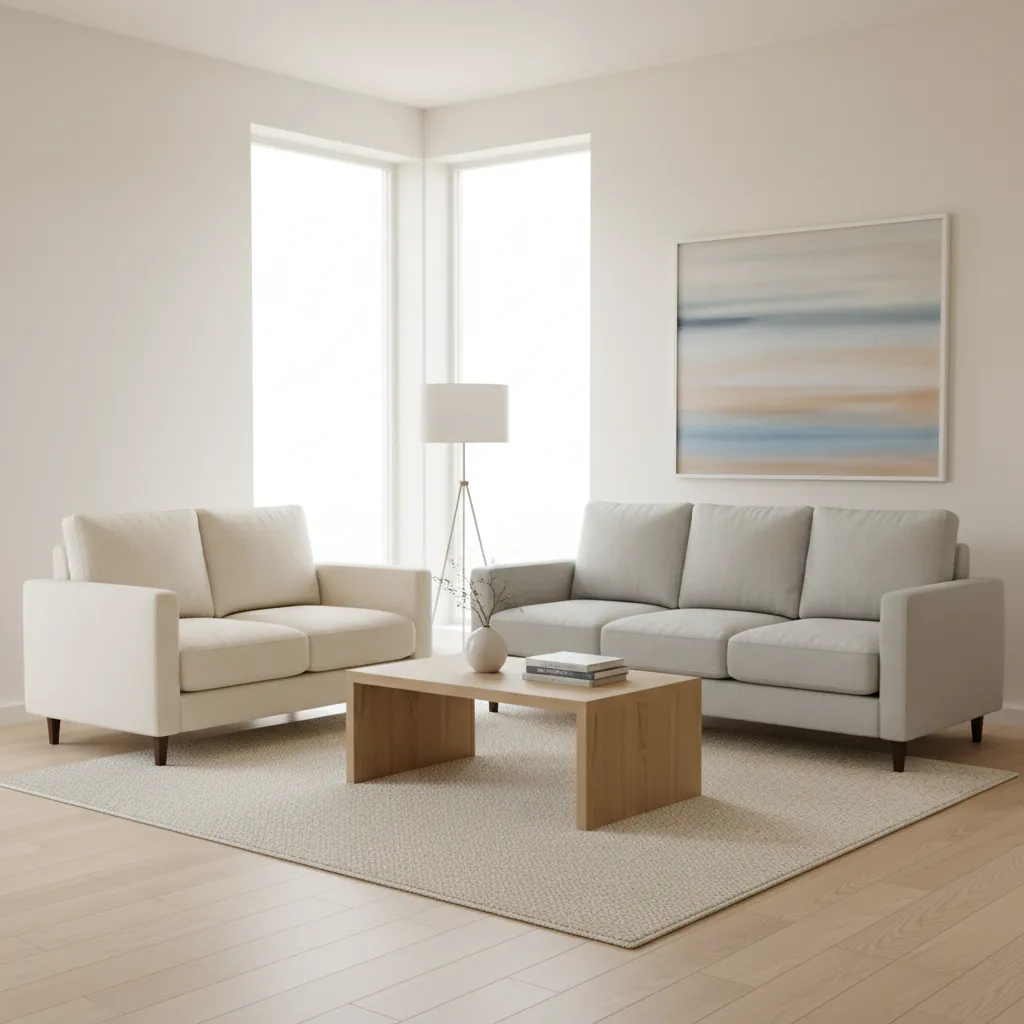 Living room with loveseat and sofa combination