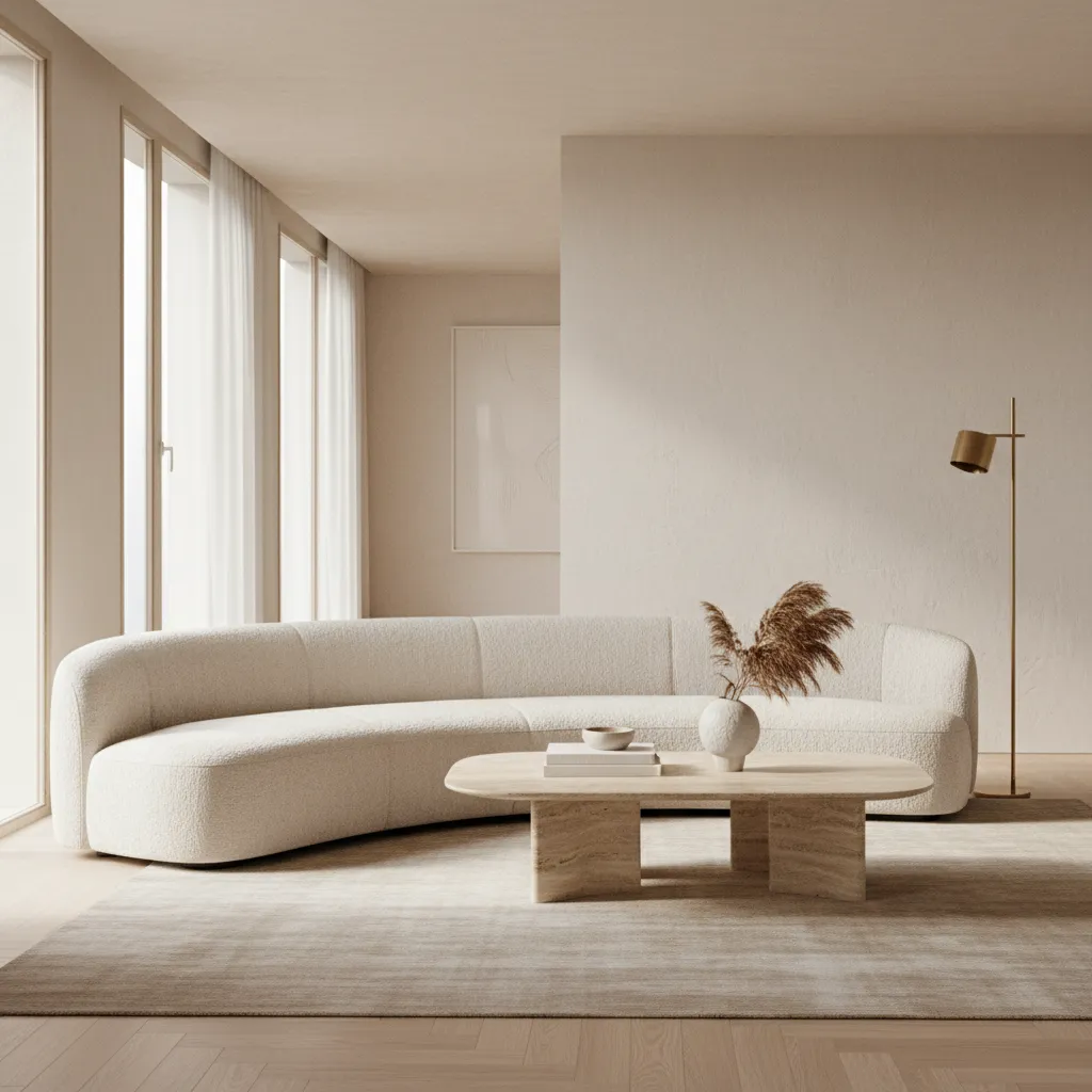 Sofá de diseño premium en un salón minimalista