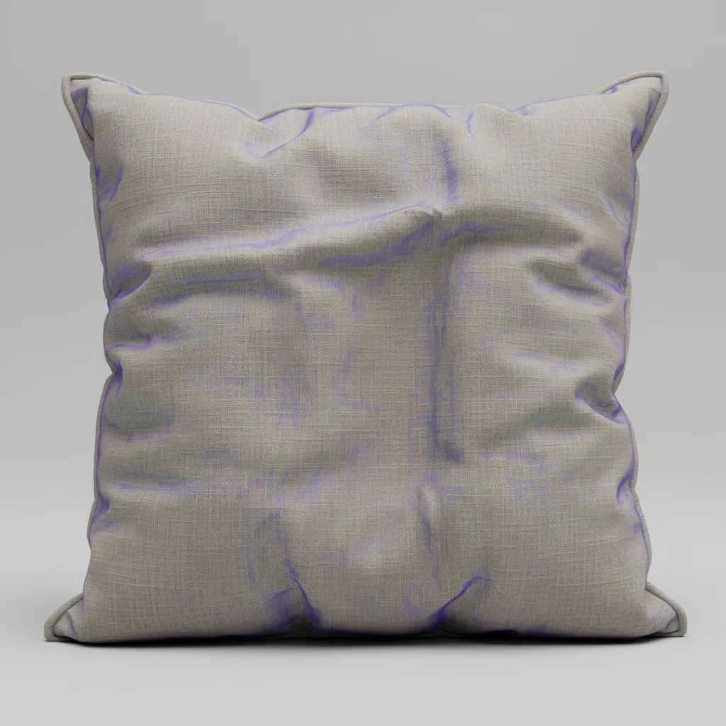 Normal map baking showing fabric folds and stitching on sofa model