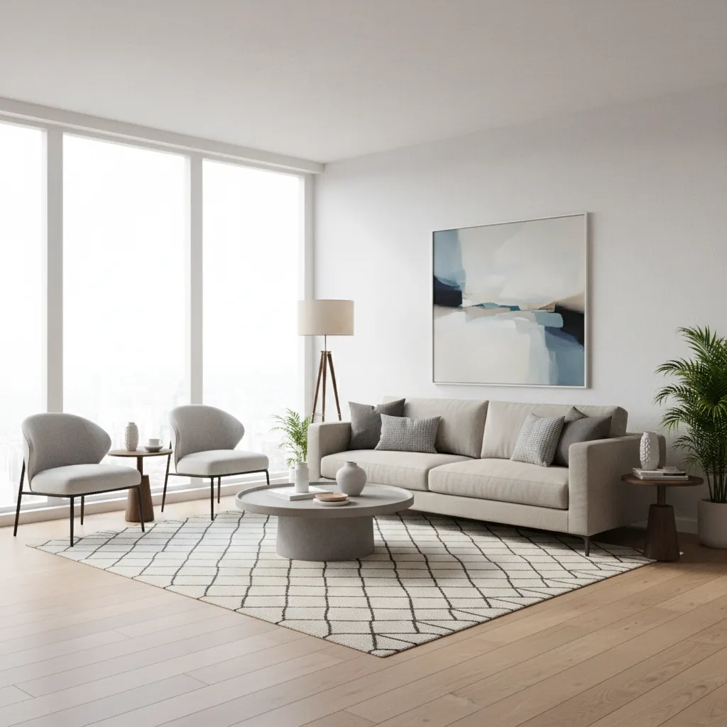 proper sofa size example in a 15x15 living room