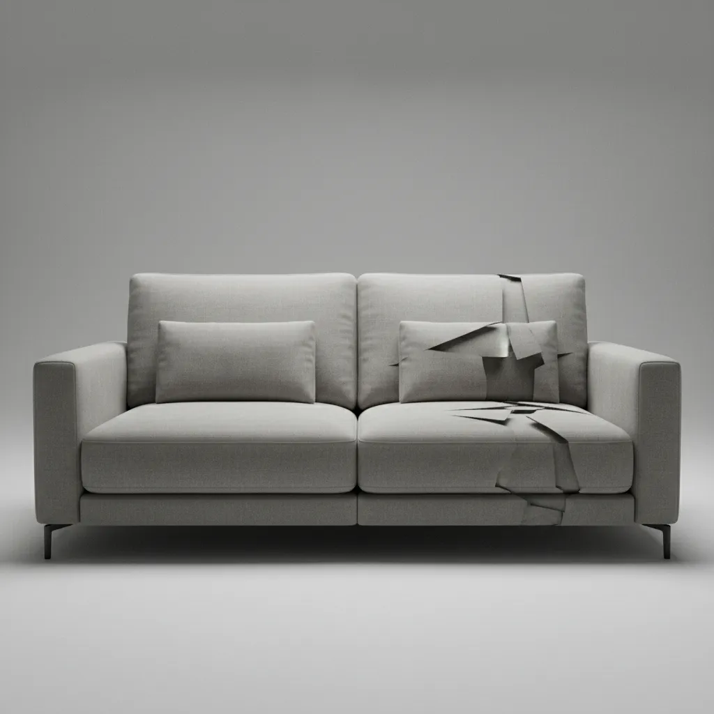 render showing shading artifacts on sofa cushions caused by bad normals